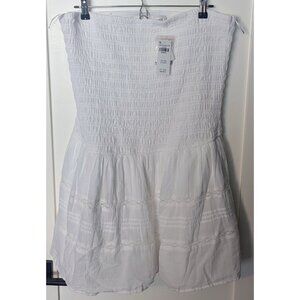HOLLISTER White Strapless Smocked Bodice Mini Dress 2XL XXL Built In Shorts NWT